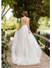 Beaded Ivory Lace Tulle V Back Romantic Wedding Dress Beaded Ivory Lace Tulle V Back Romantic Wedding Dress